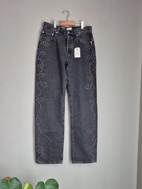 NWT Levi's Black Washed 501 Button-Fly Jeans